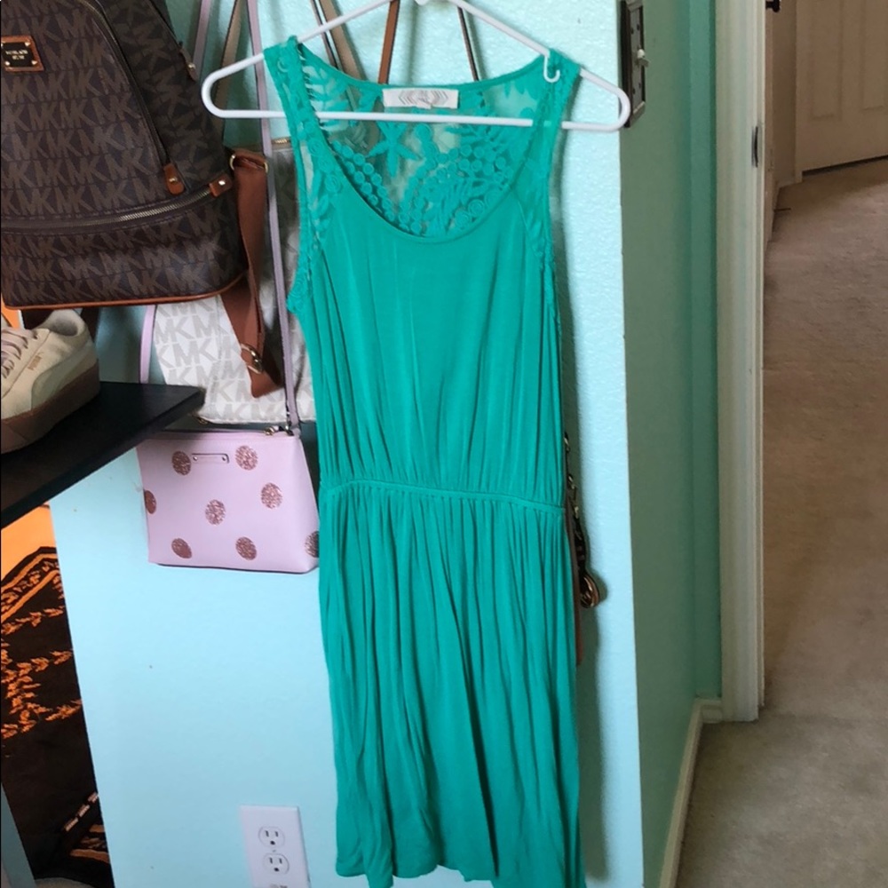 Pink Rose Mint green dress